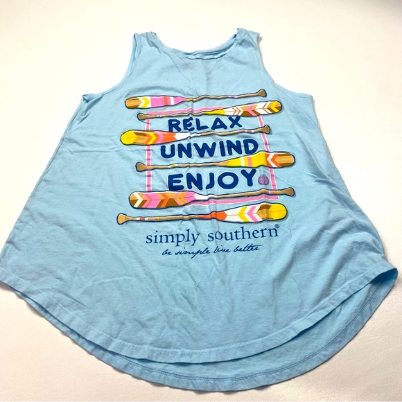 Simply Southern Tops - Simply Southern Blue Tank Top Size Large